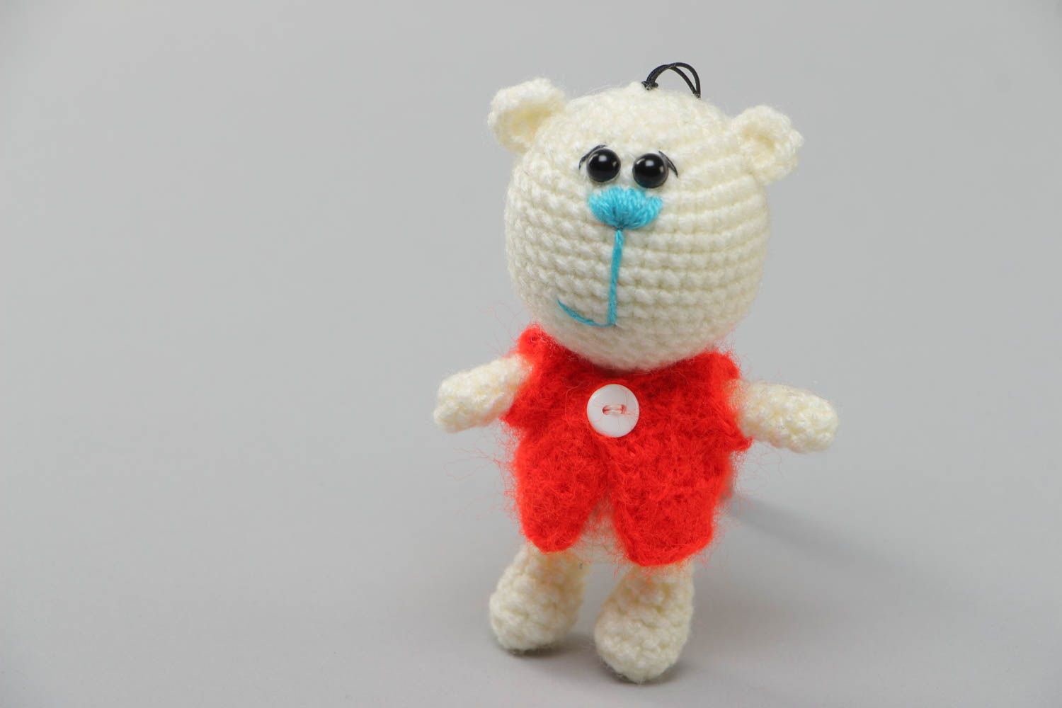 Небольшая мягкая вязаная игрушка медвежонок из акриловых ниток крючком хэнд мэйд фото 2