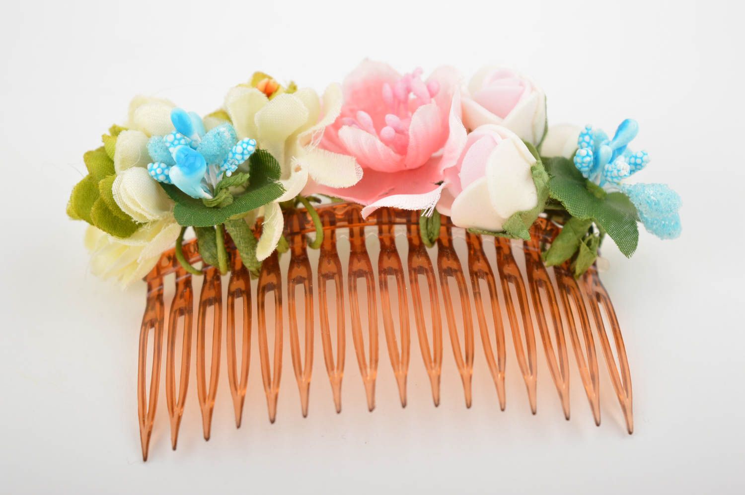 Аксессуар для волос хэнд мэйд цветочный гребень для волос красивая бижутерия фото 4