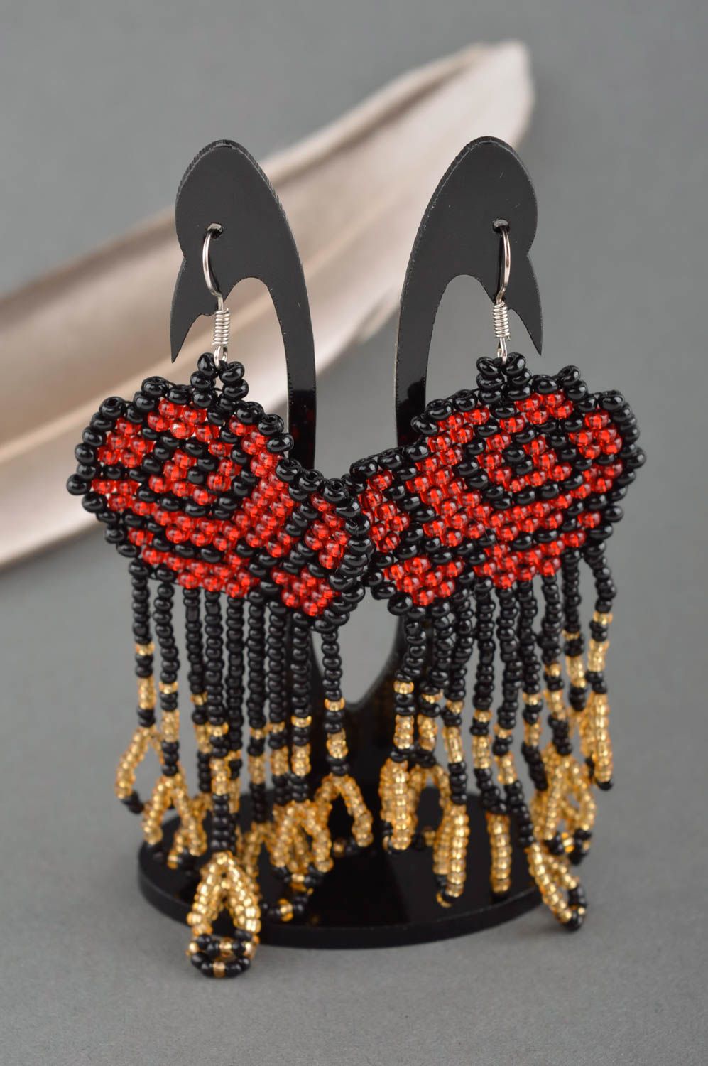 Handmade earings unusual accessory beads earrings designer jewelry gift ideas photo 1