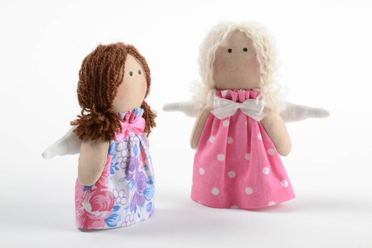 Set of 2 handmade collectible fabric dolls soft rag doll nursery design photo 2
