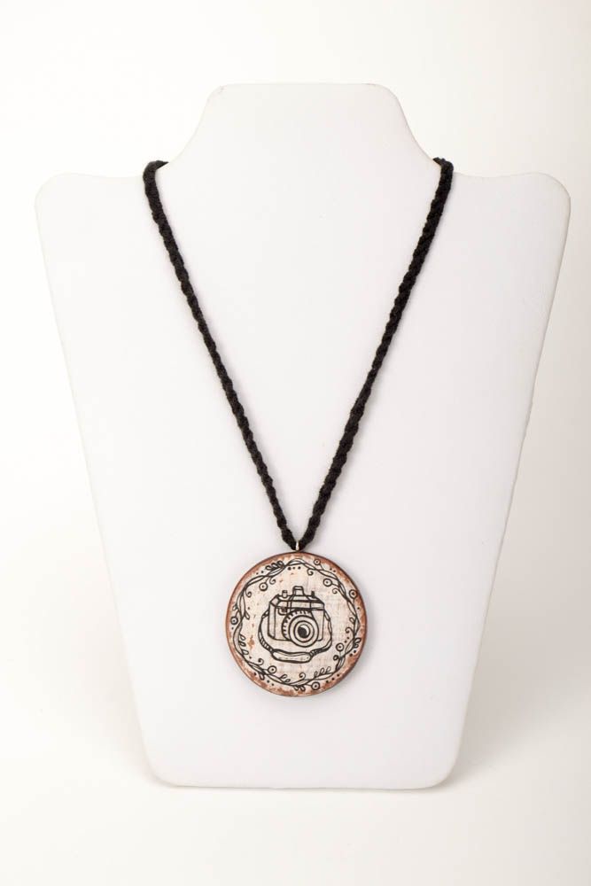 Handmade pendant wooden pendant designer accessory gift for girl unusual pendant photo 2