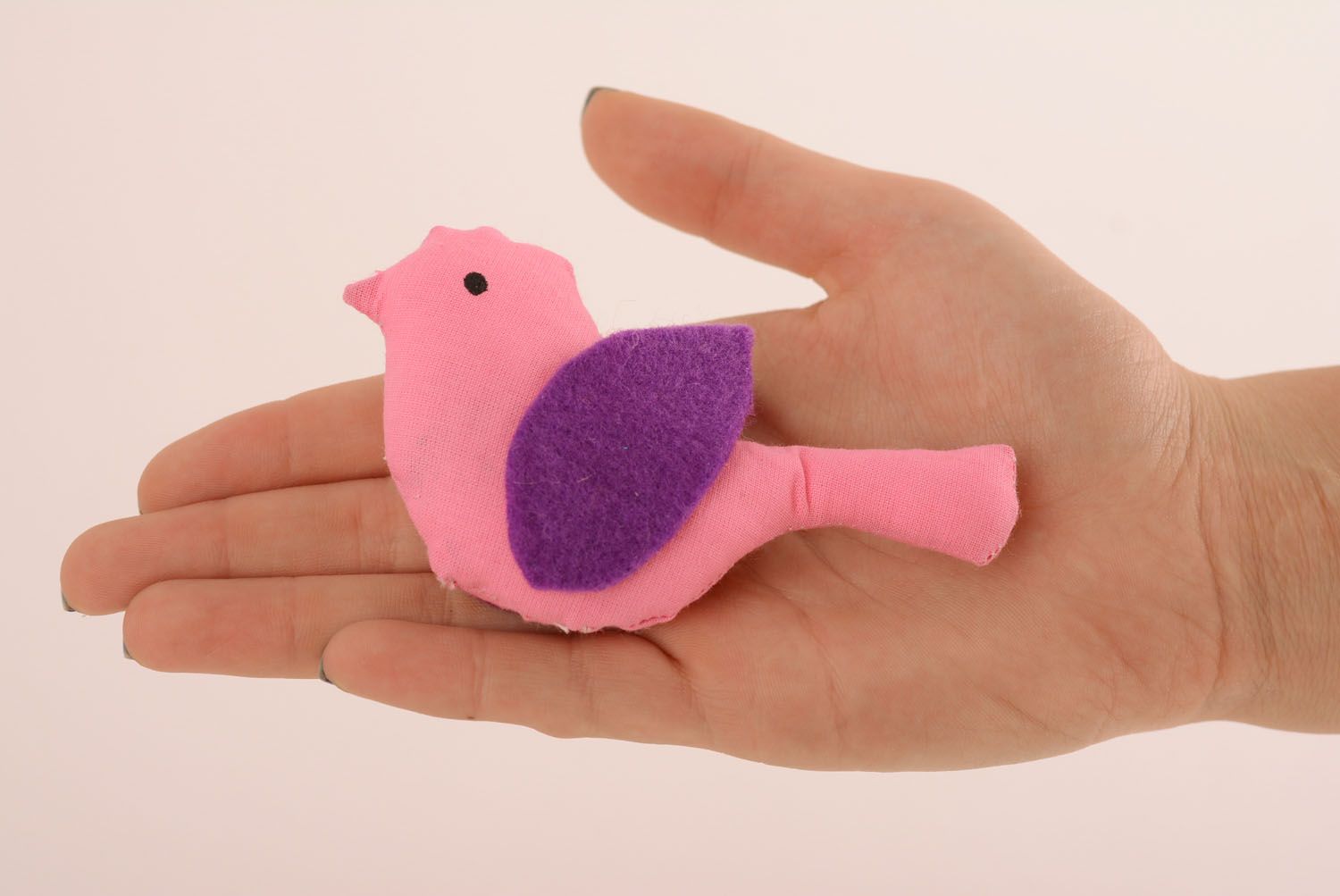 Jouet mou aromatisé oiseau en tissu rose violet fait main cadeau pour enfant photo 4