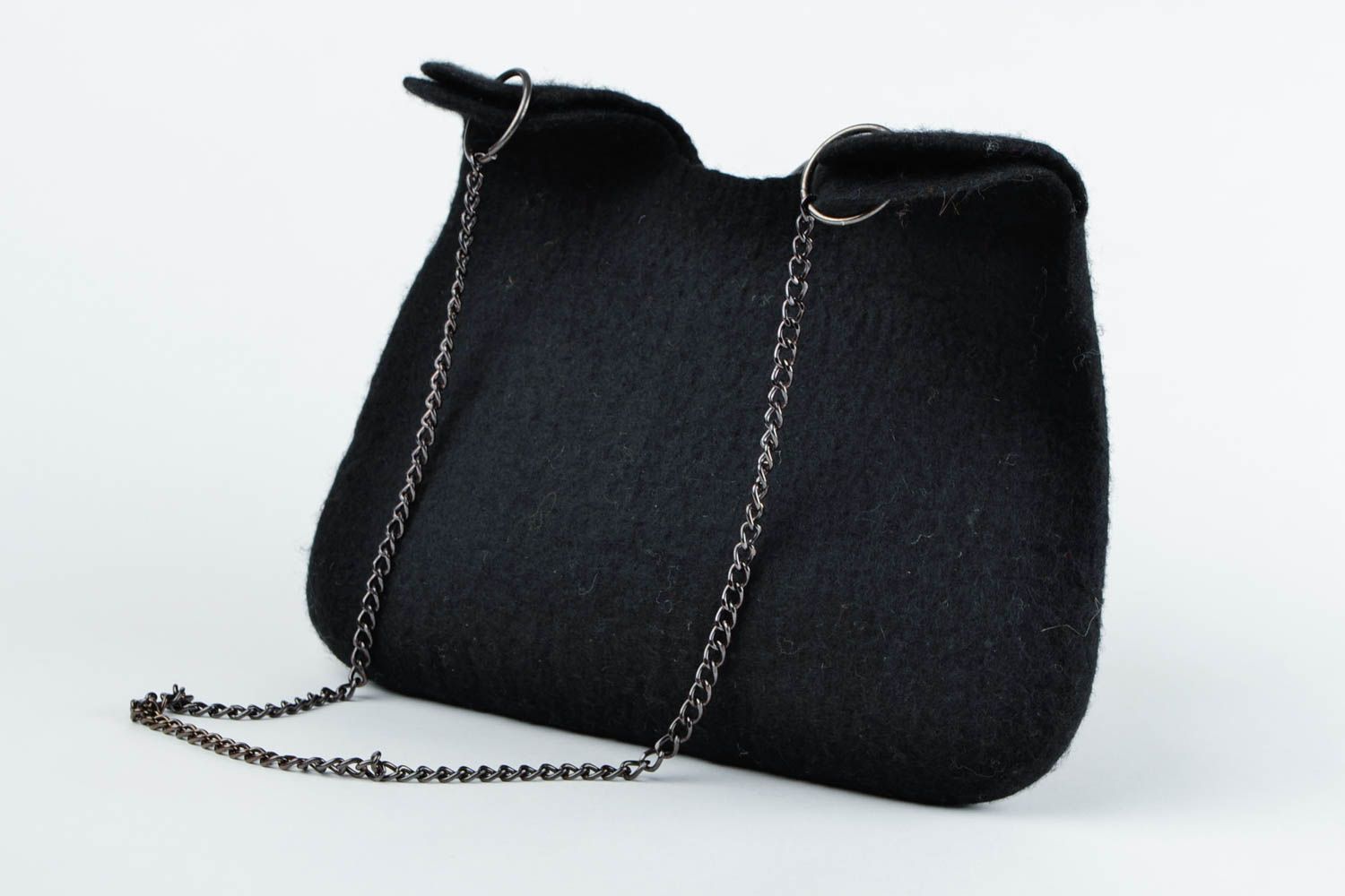 Женская сумка черная с красным сумка ручной работы сумка из шерсти оригинальная фото 7