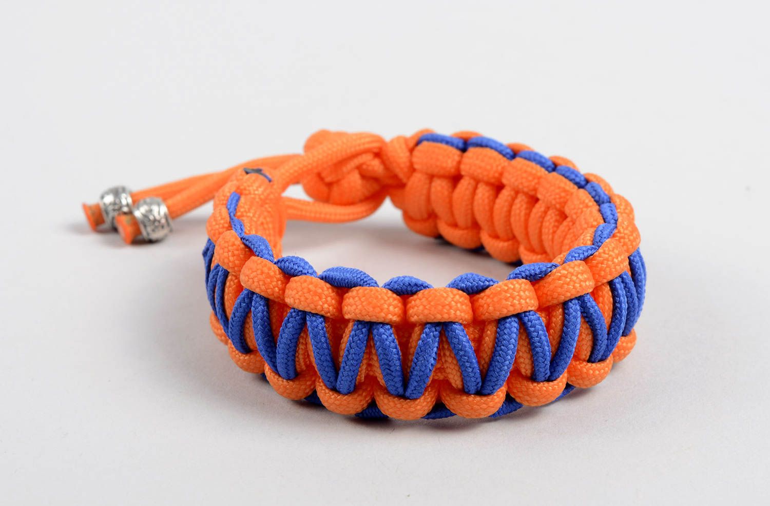 Bracelet paracorde Bijou fait main orange bleu Accessoire femme homme textile photo 1