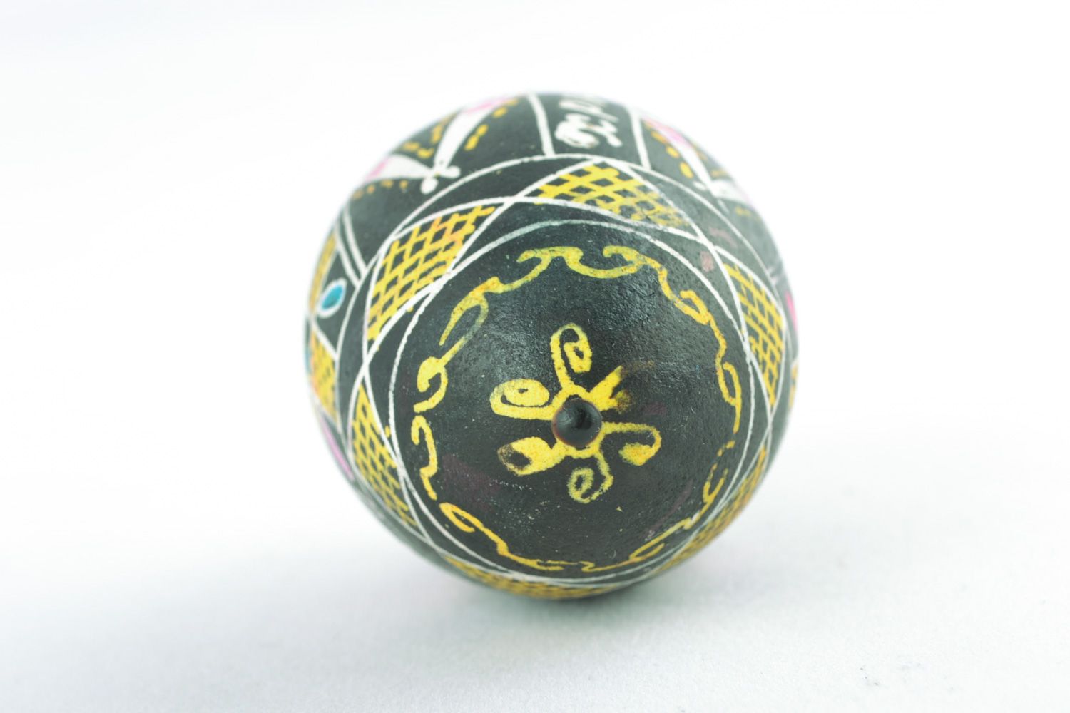 Handmade Easter egg with art painting on black background for interior decoration photo 4