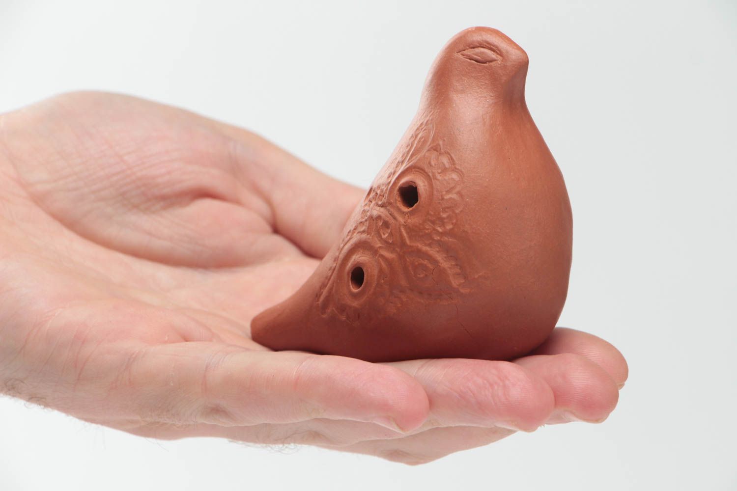Ocarina sifflet en terre cuite fait main en forme d'oiseau design original jouet photo 5