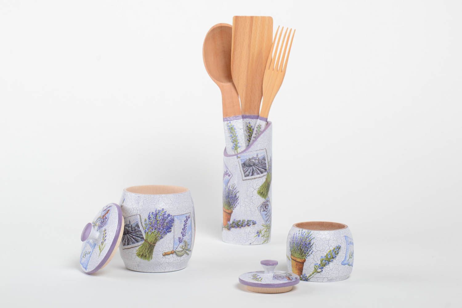 Set of kitchen accessories wooden stylish kitchenware handmade wooden utensils photo 3