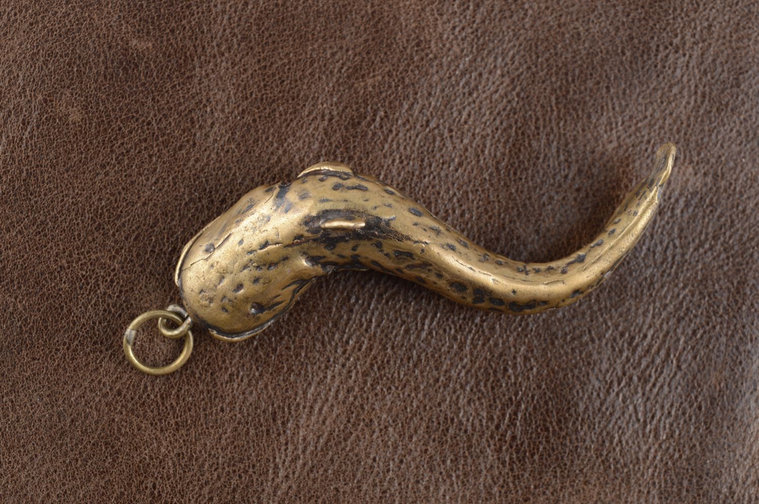 Handmade accessories bronze necklace metal pendant bronze catfish pendant  photo 1