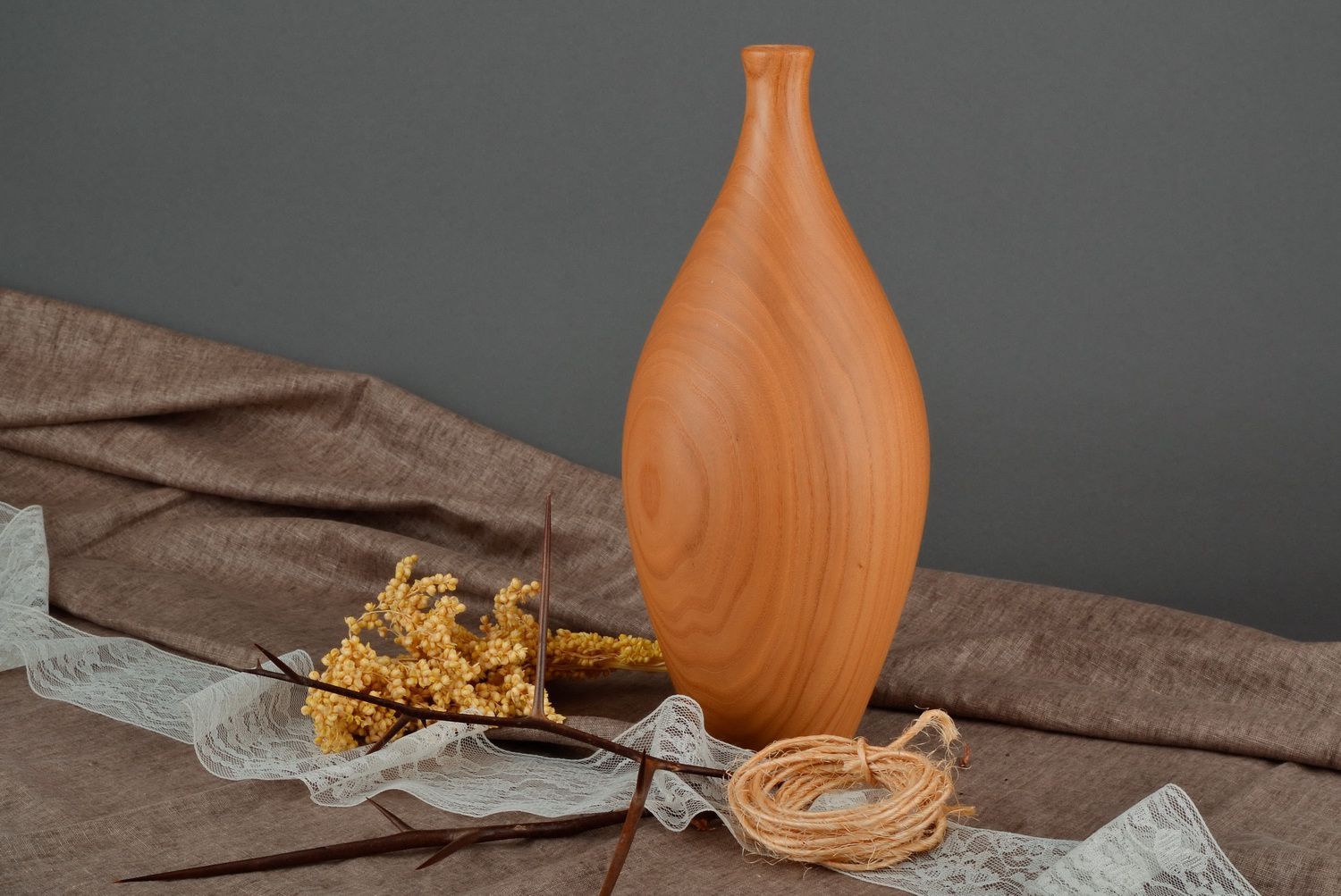 Handmade 14 inches wooden vase for décor 4 lb photo 1