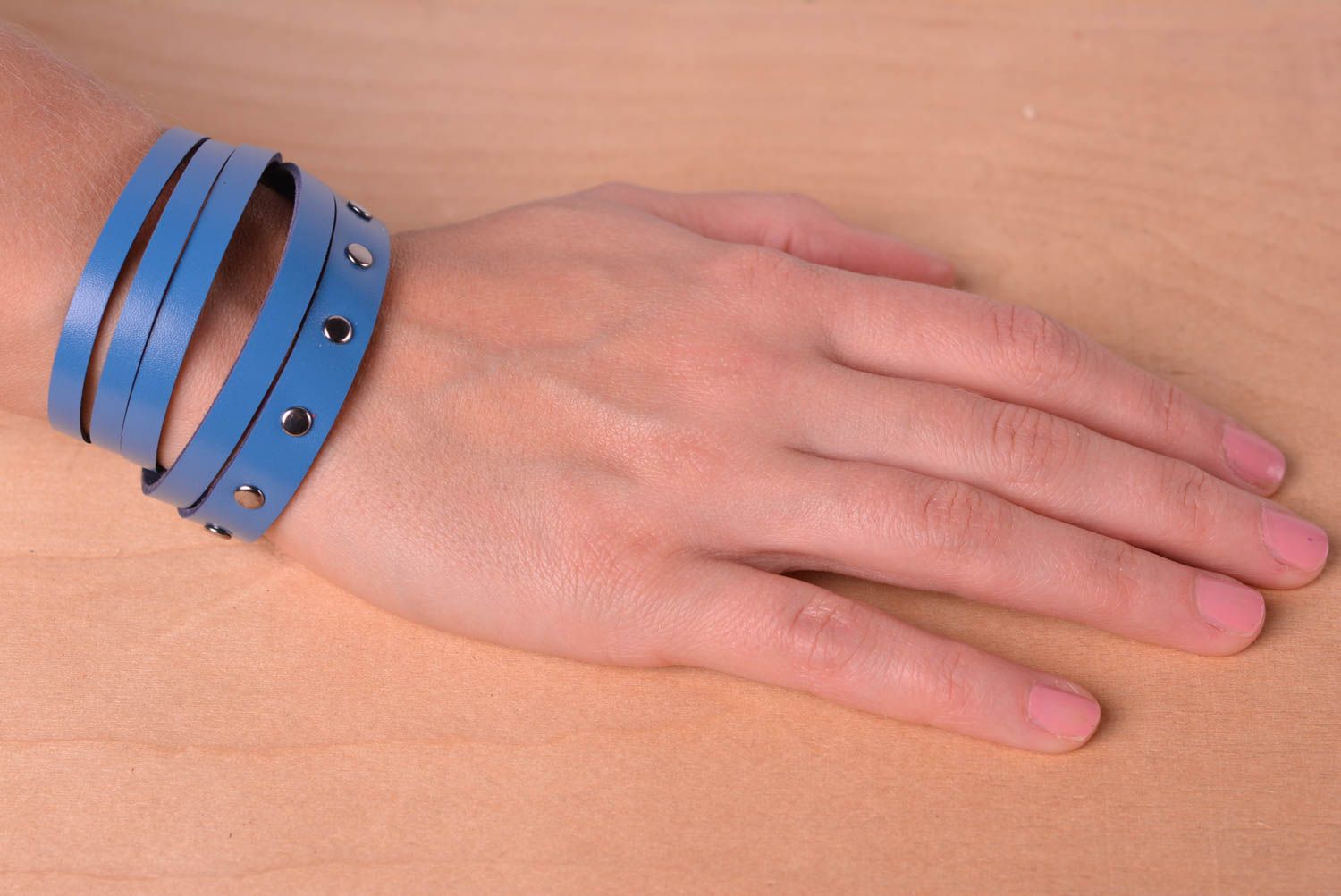 Handmade blue wrist bracelet elegant stylish bracelet unusual jewelry photo 2