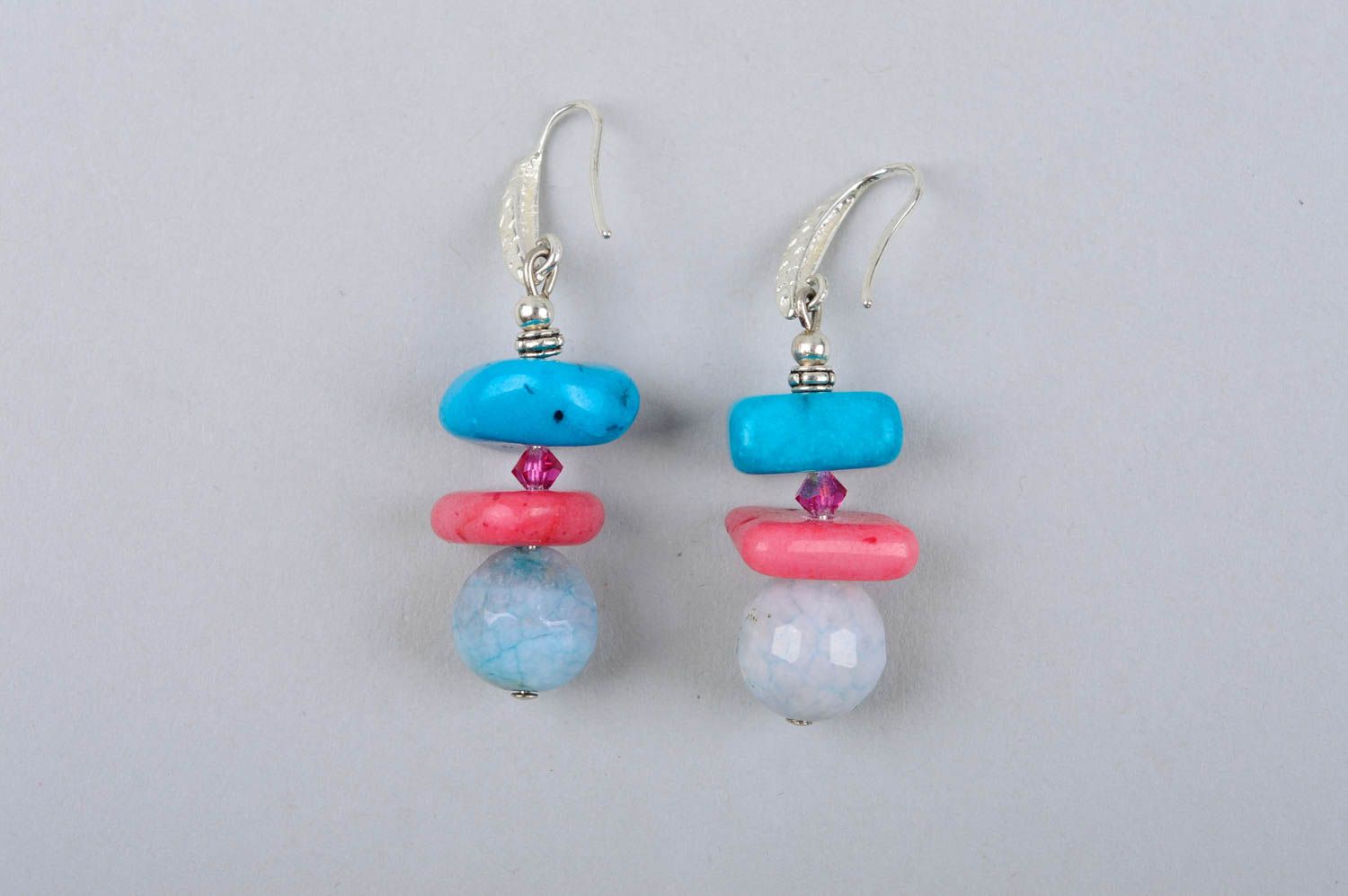 Handmade earrings with agate pendants designer women accessory idea for gift photo 3