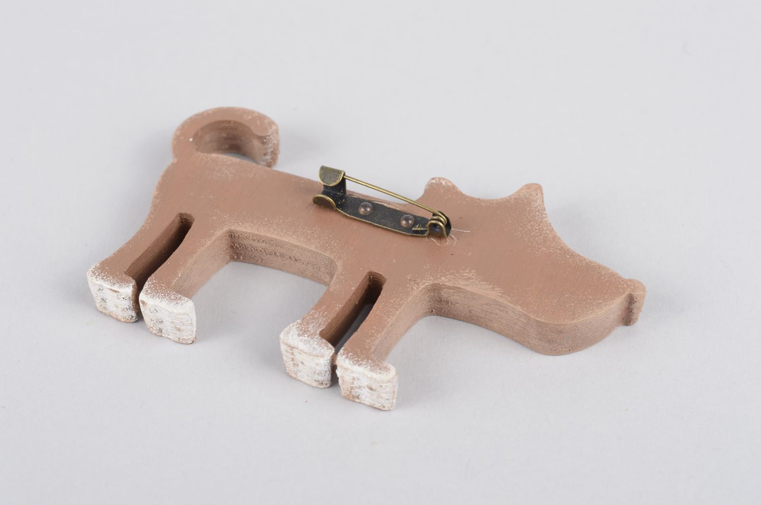 Brosche aus Holz handgemachter Schmuck Brosche Modeschmuck Hund künstlerisch foto 3