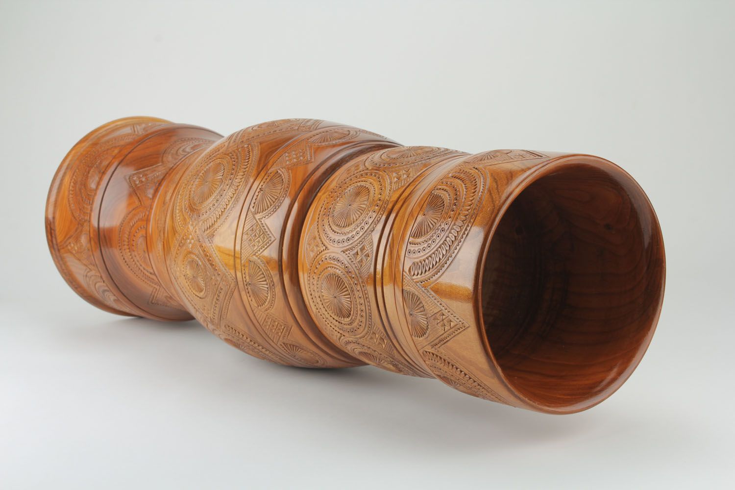 Grand vase de plancher en bois fait main photo 3