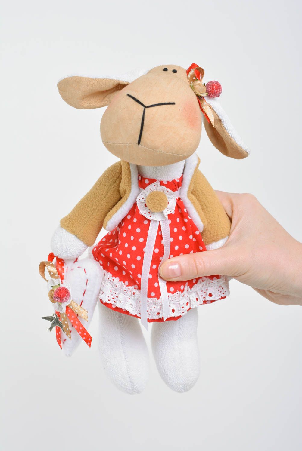 Beautiful handmade designer small fabric soft toy for home decor Sheep photo 4