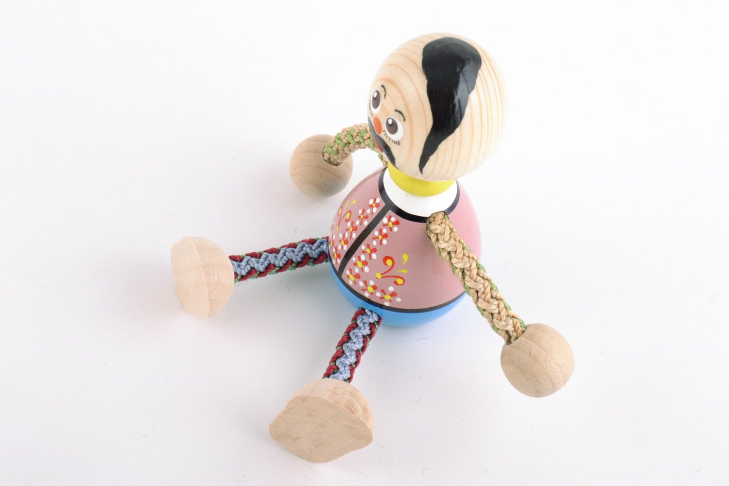 Petite poupée faite main en bois peinte multicolore cosaque pour enfant   photo 4