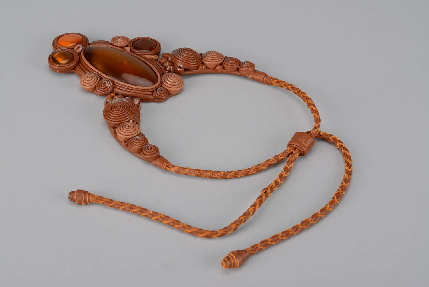 Necklace made of horn and leather photo 3