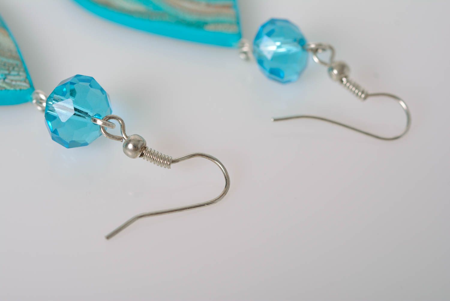 Handgemachte Tropfen Ohrringe aus Polymer Ton in Blau elegant stilvoll  foto 5