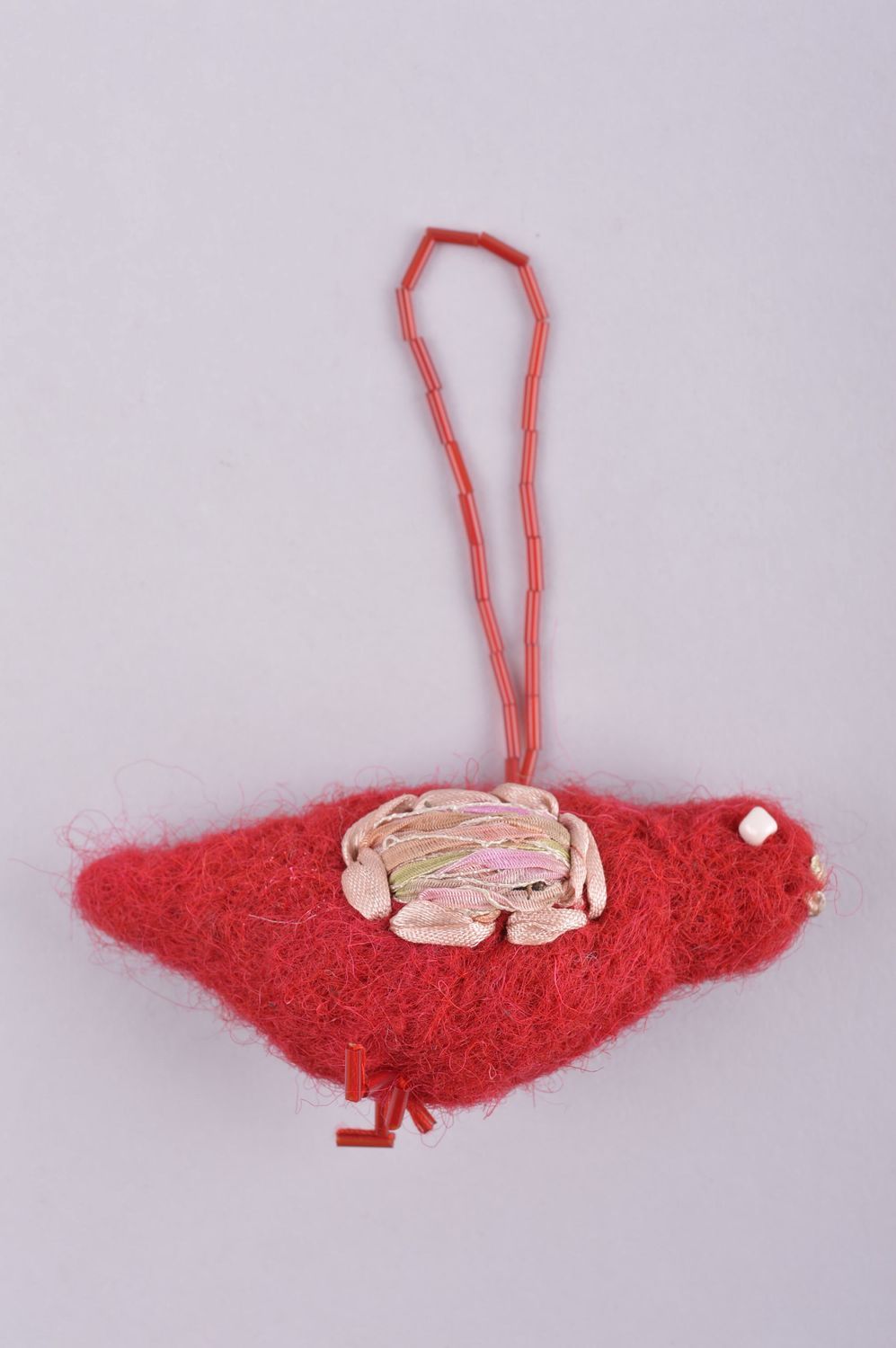Handmade Textil Spielzeug Deko Anhänger Designer Geschenk Stoff Kuscheltier rot foto 3