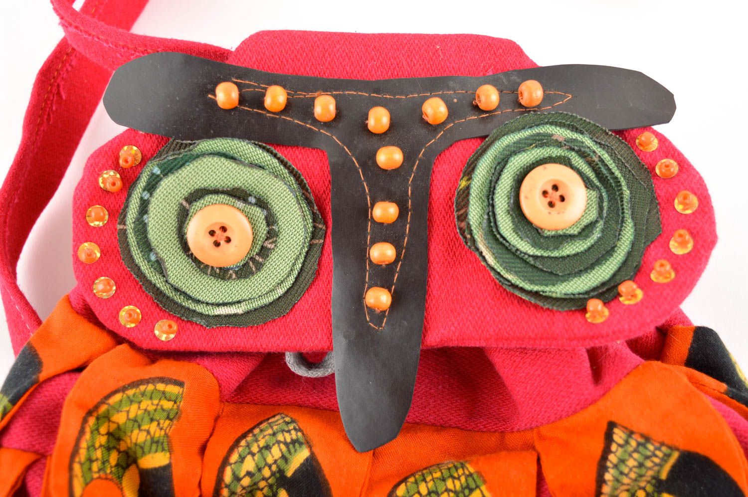 Handmade beautiful textile bag unusual bag in shape of owl summer bright bag photo 2