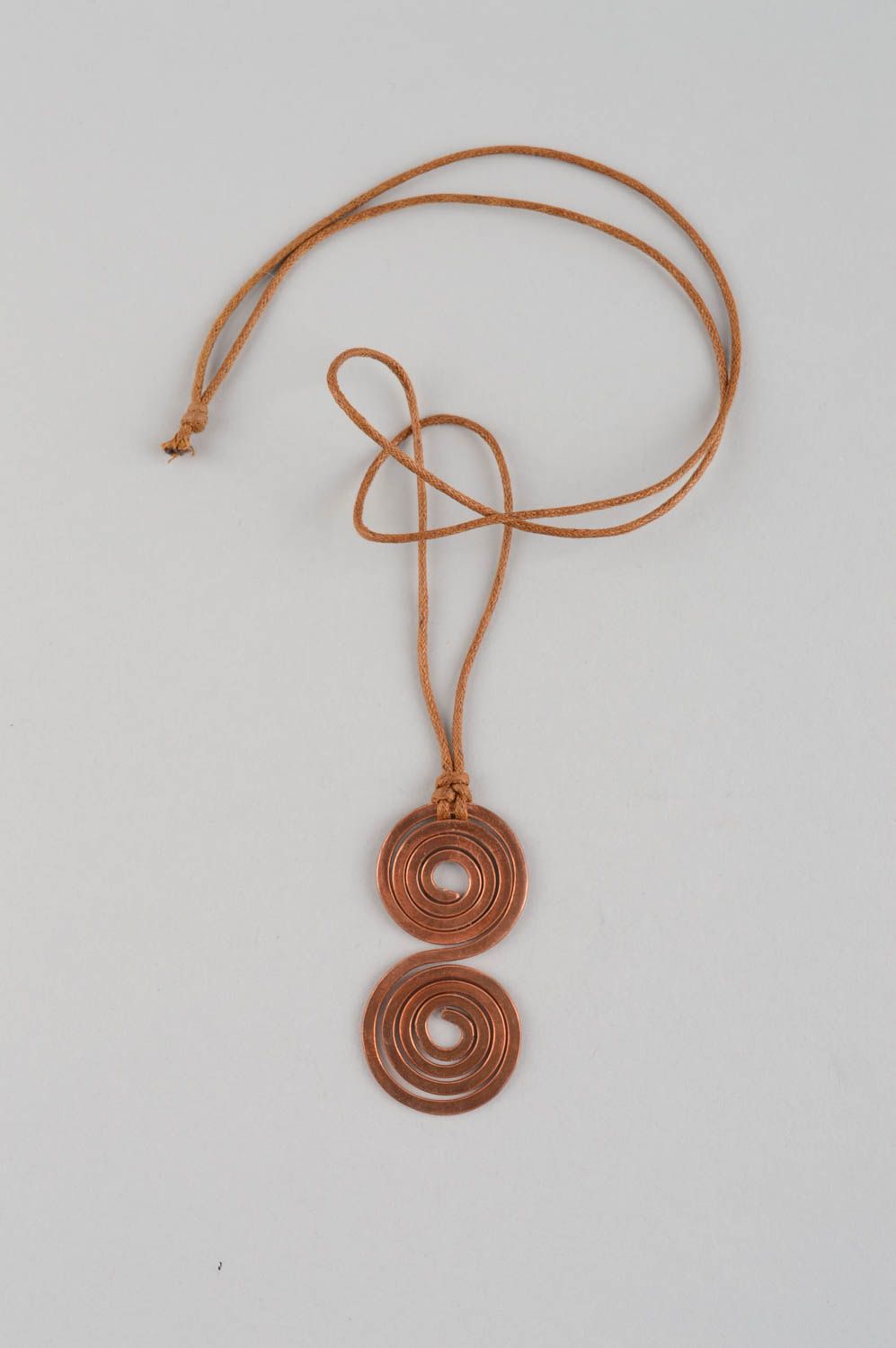 Handmade designer copper pendant with cord beautiful jewelry photo 2