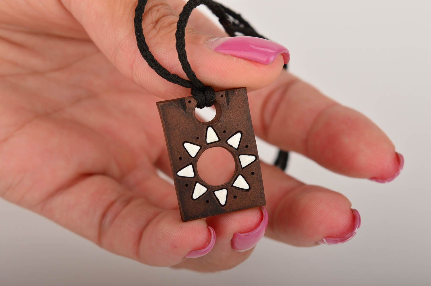 Handmade pendant designer accessory gift for her clay pendant designer jewelry photo 2