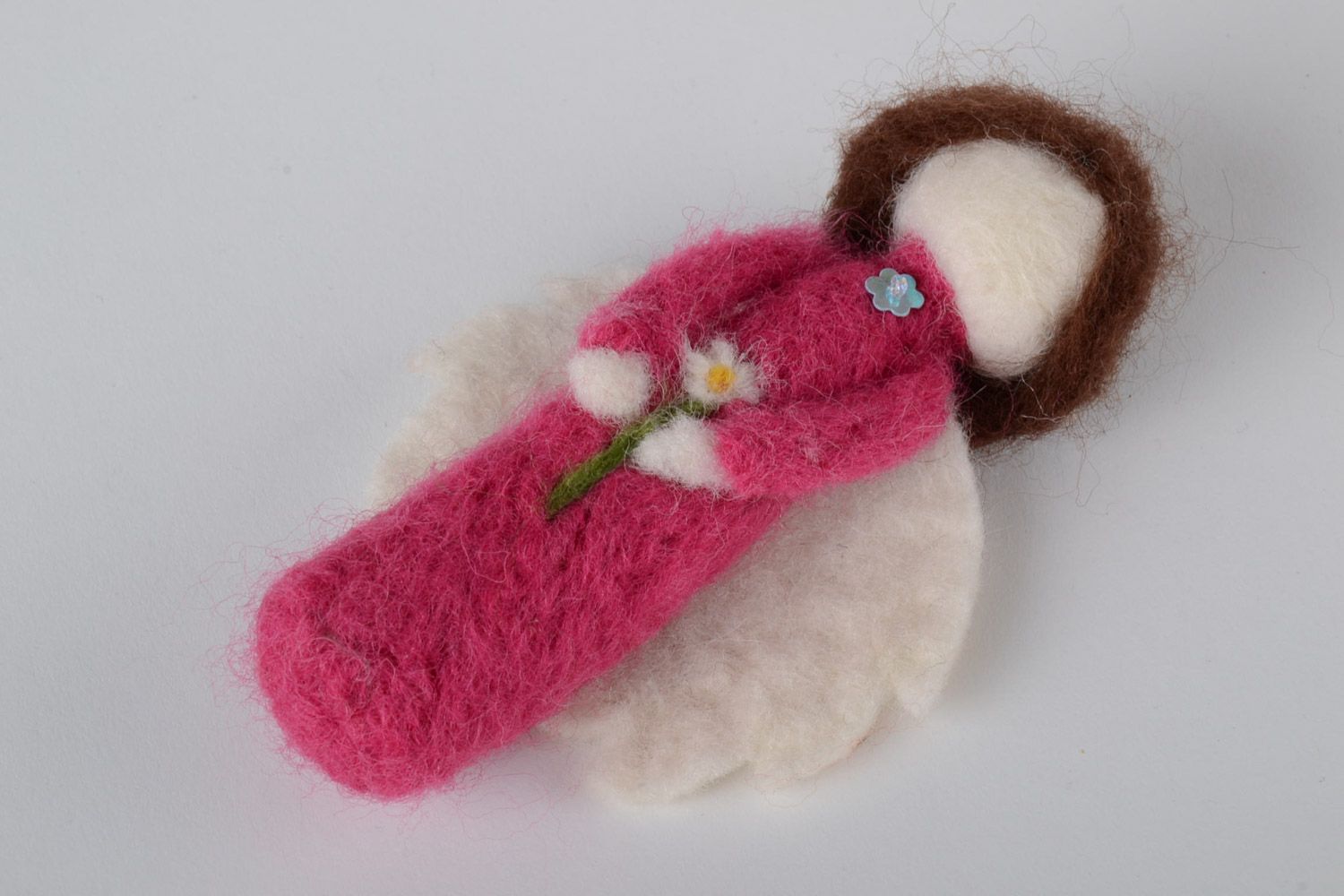 Muñeco de fieltro de lana hecho a mano original decorativo ángel bonito foto 2