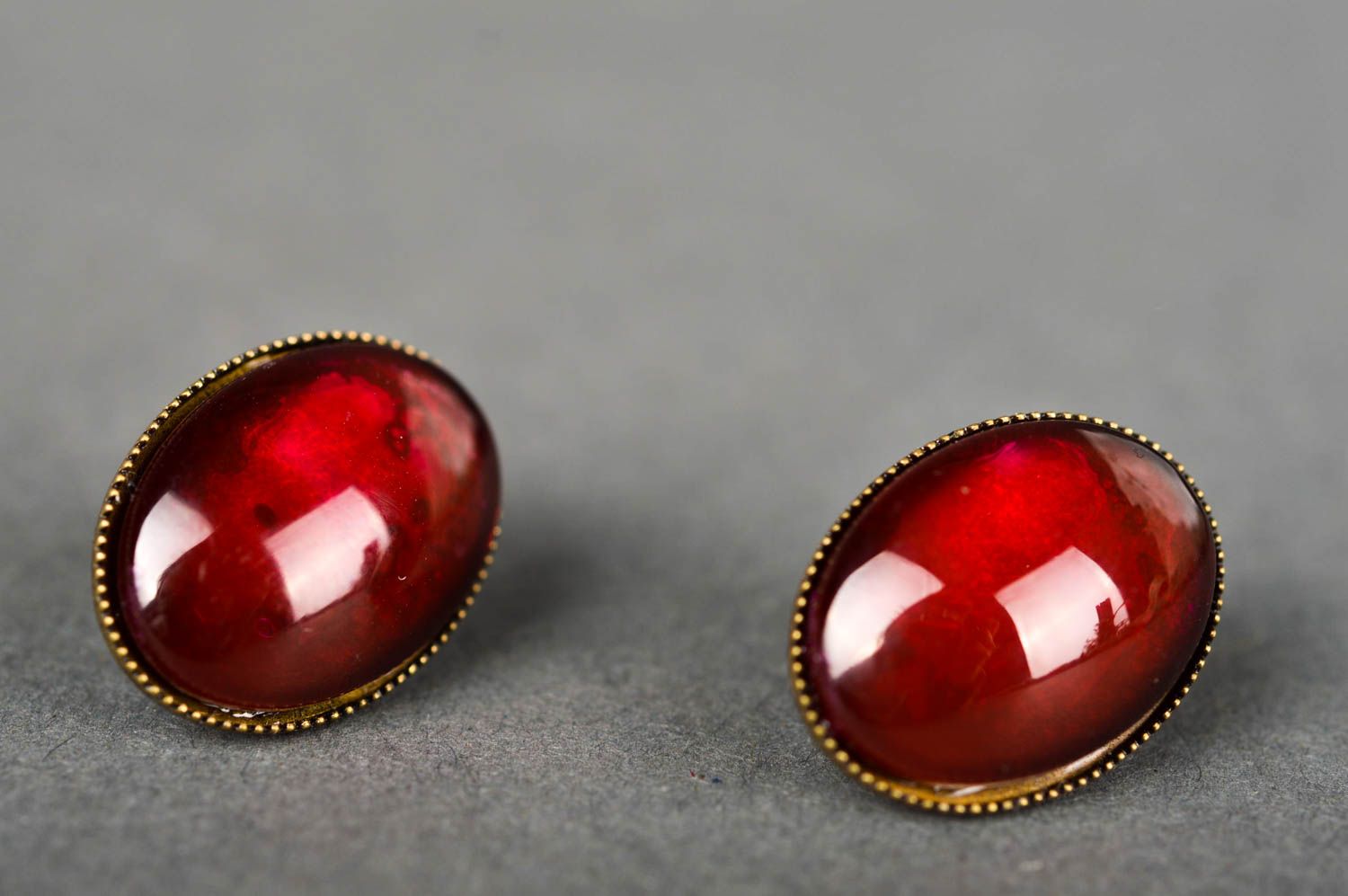 Handmade designer stud earrings beautiful elegant jewelry deep red earrings photo 2
