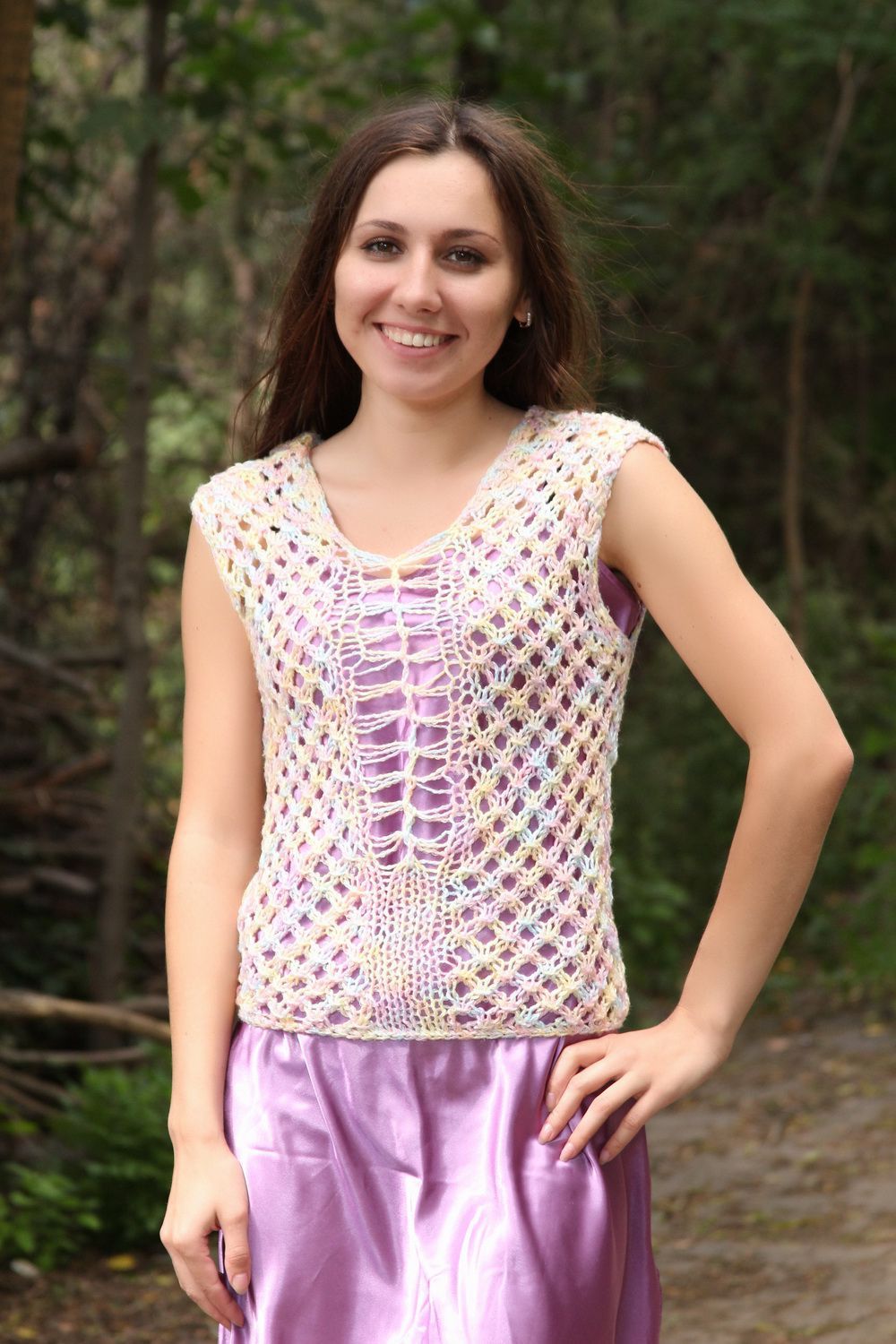 Knitted openwork top photo 1