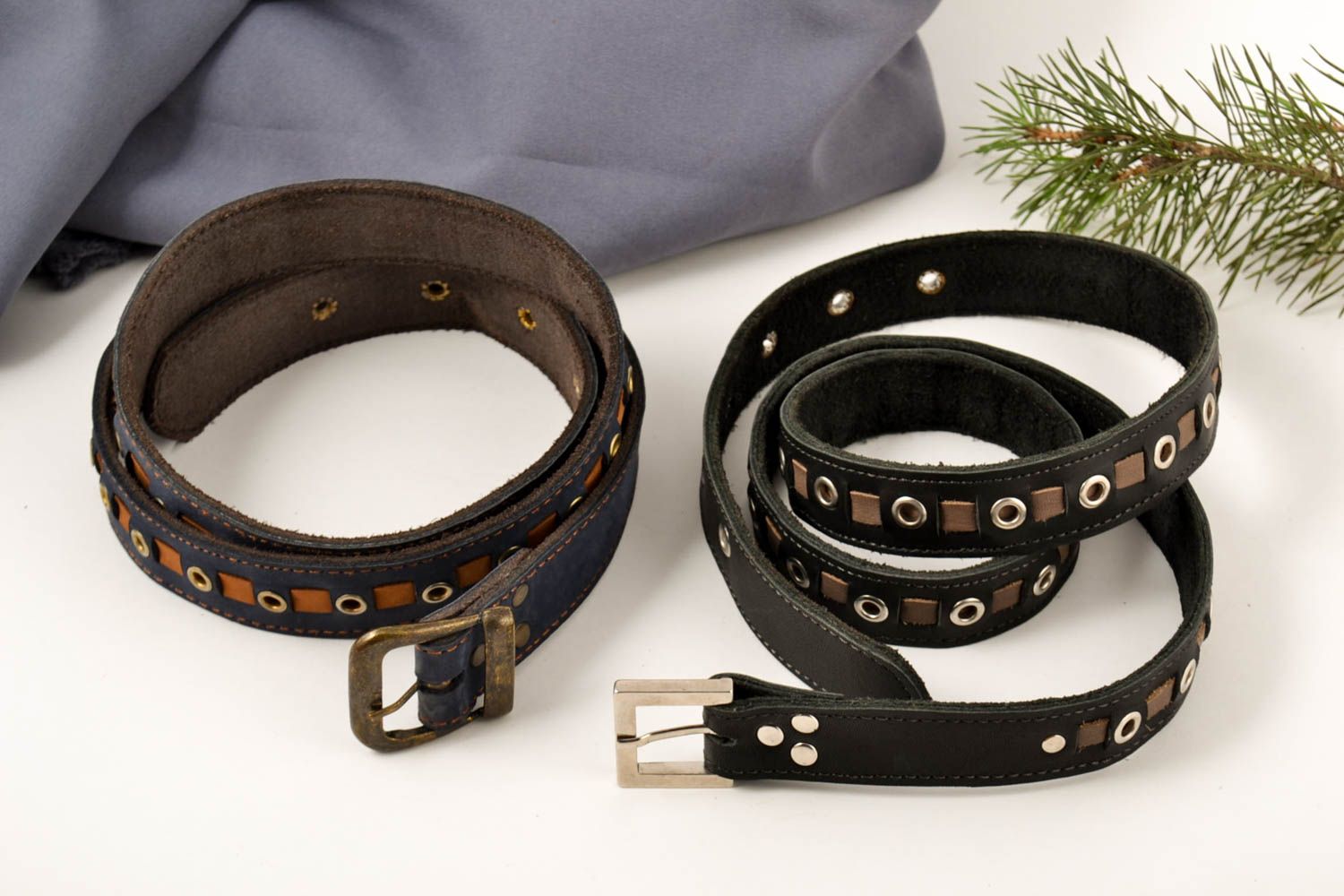 Handmade leather goods designer belts for men 2 leather belts men accessories photo 1