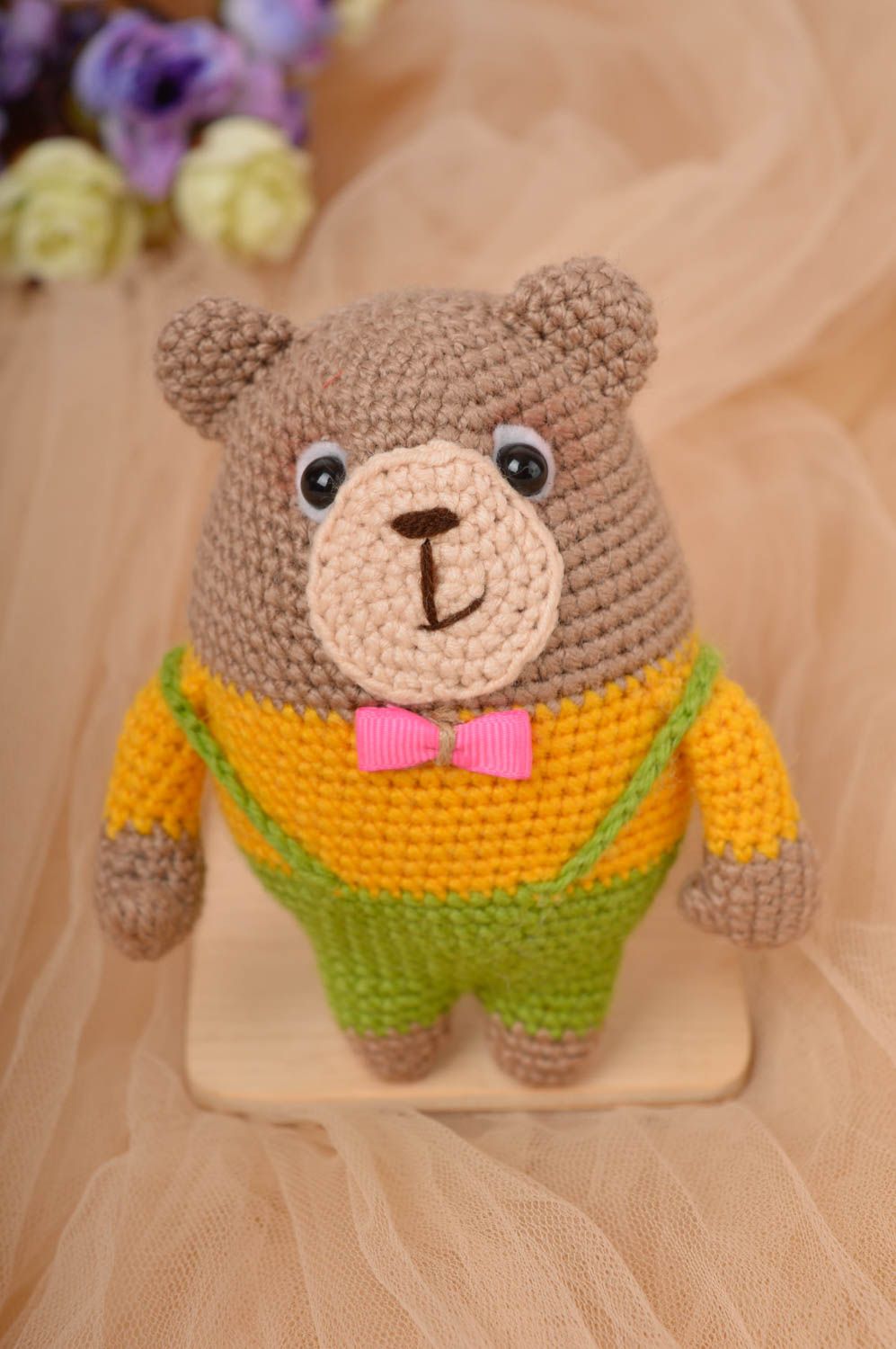 Jouet ours Peluche faite main tricoté en fils acryliques Cadeau pour enfant photo 1