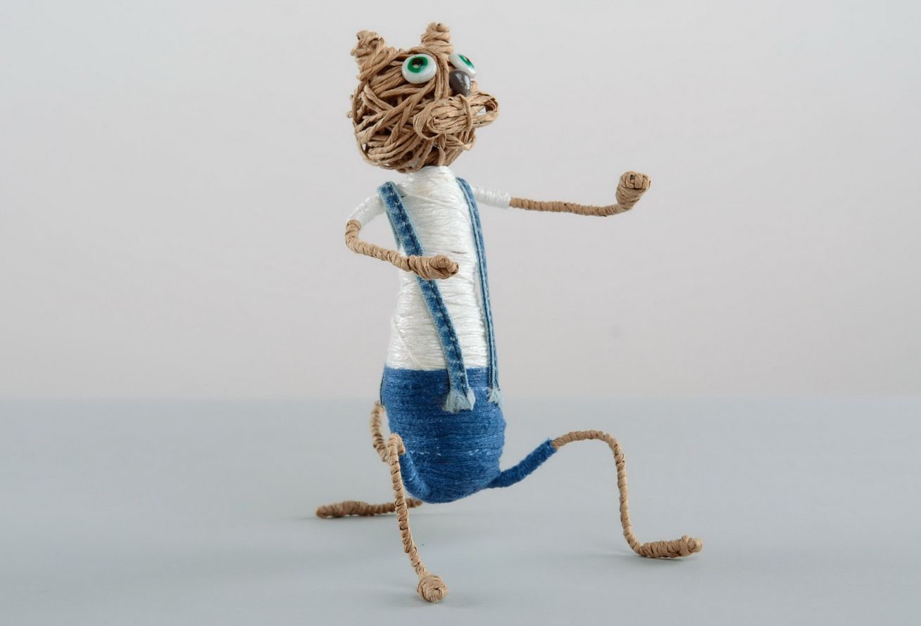 Statuette made of whipcord Kitten photo 3