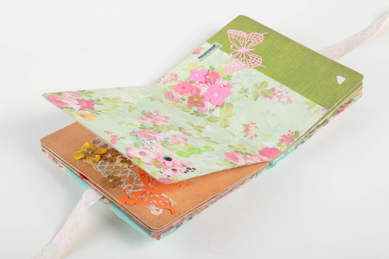 Handmade Vintage Notizbuch Design Tagebuch Geschenk für Freundin blau mit Blumen foto 4