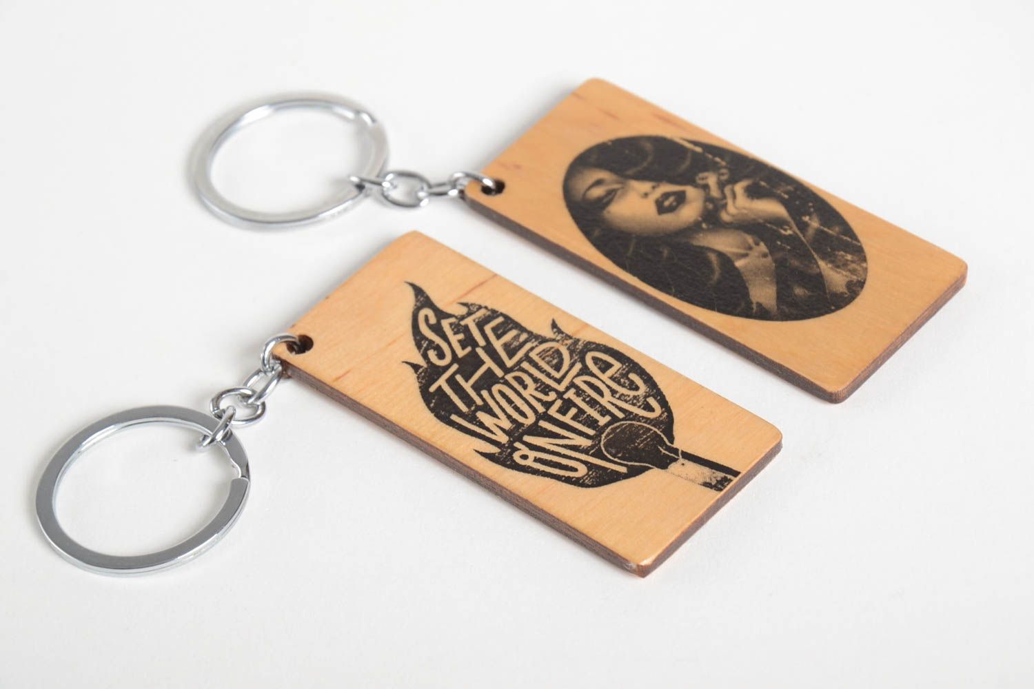 Handmade wooden keychains designer keyrings 2 key chains wooden gifts photo 5