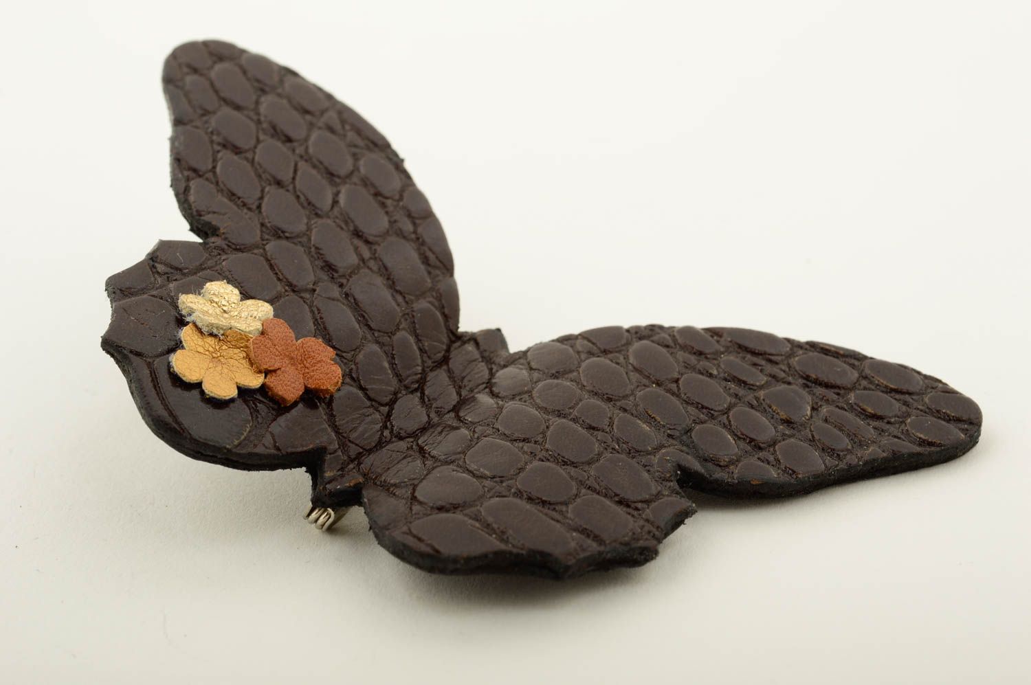 Broche de cuero artesanal bisutería de moda regalo para mujer Mariposa foto 3