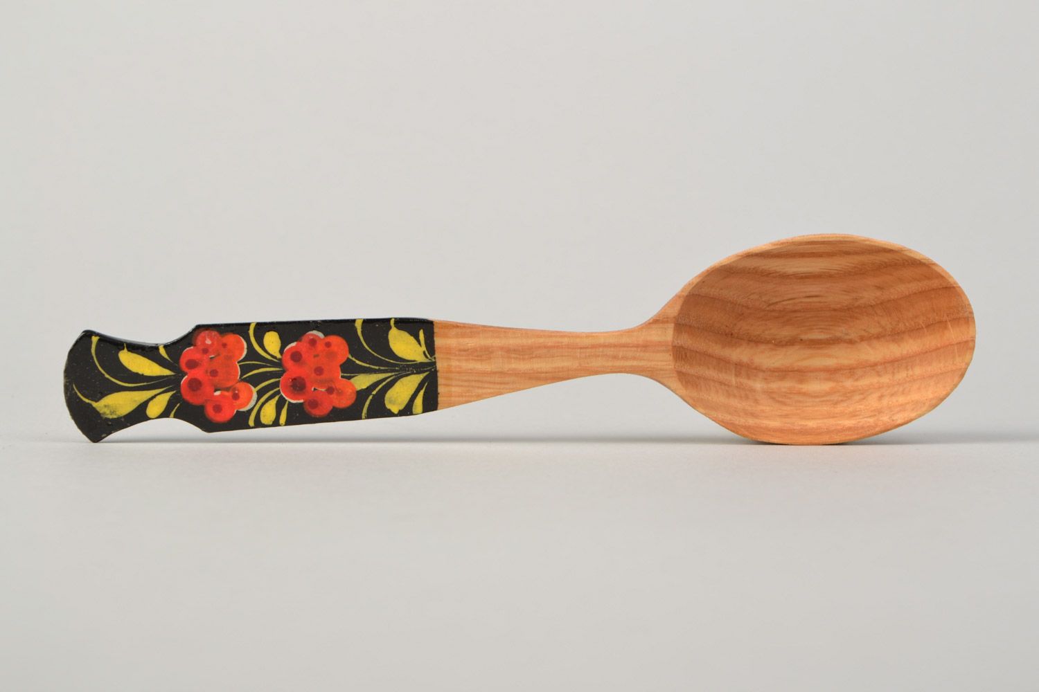 Beautiful handmade beech wood table spoon with Petrikov painting for gift photo 3