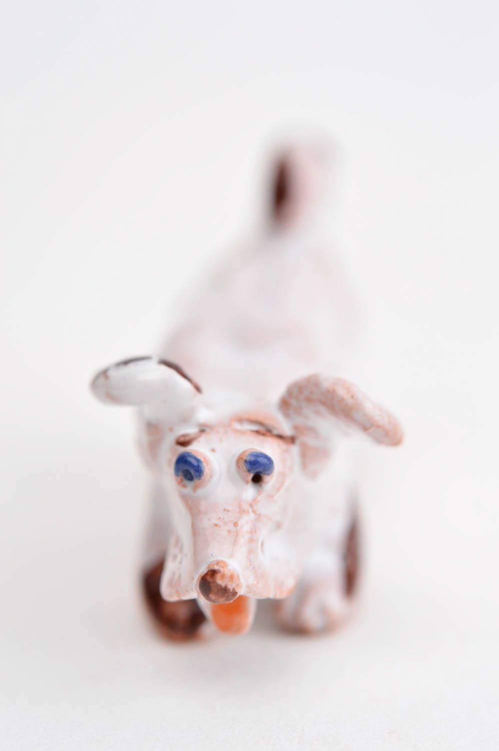 Figurine chien Statuette miniature fait main en argile peinte Déco maison photo 8