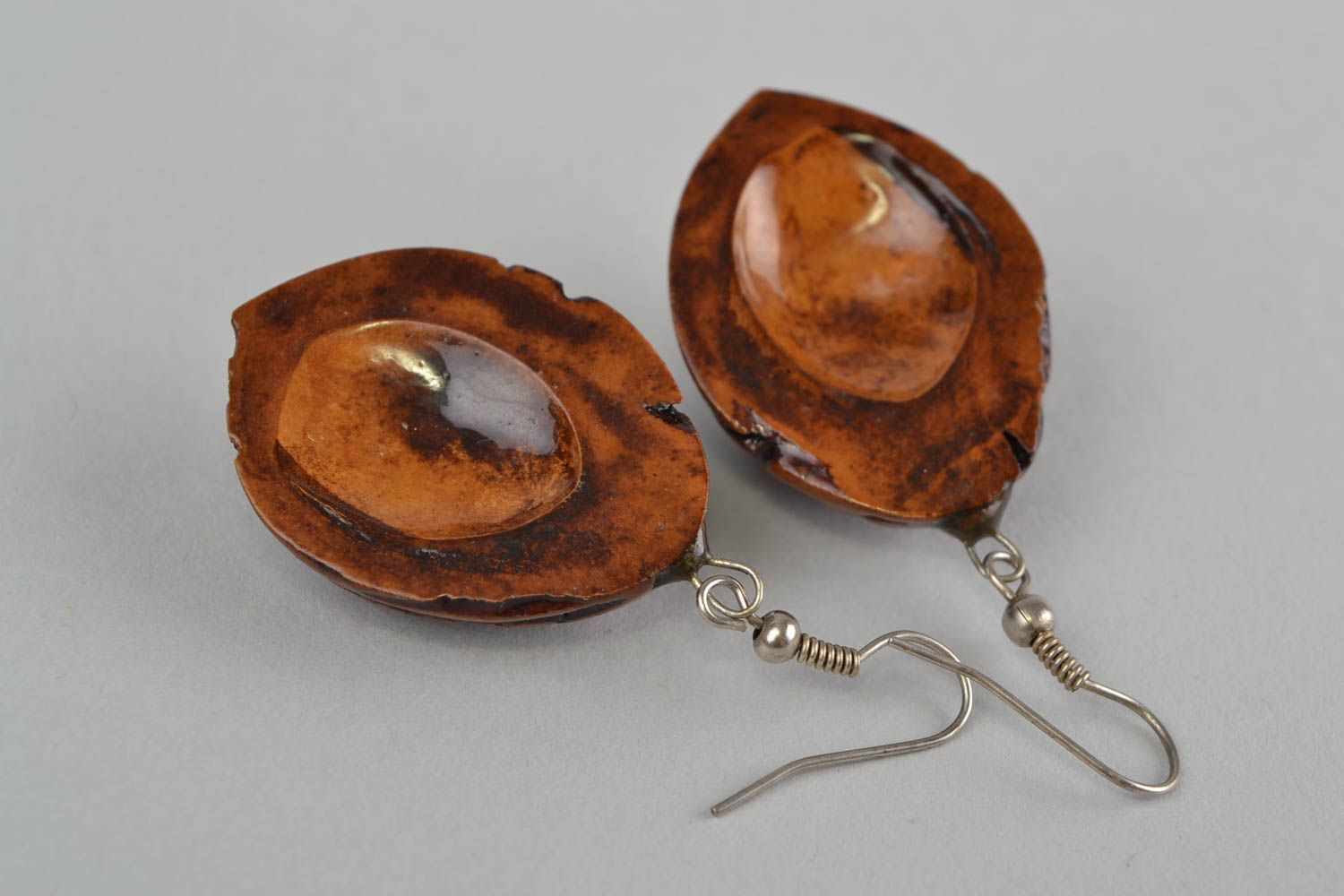 Unusual handmade designer earrings peach kernel jewelry fashion accessories photo 4