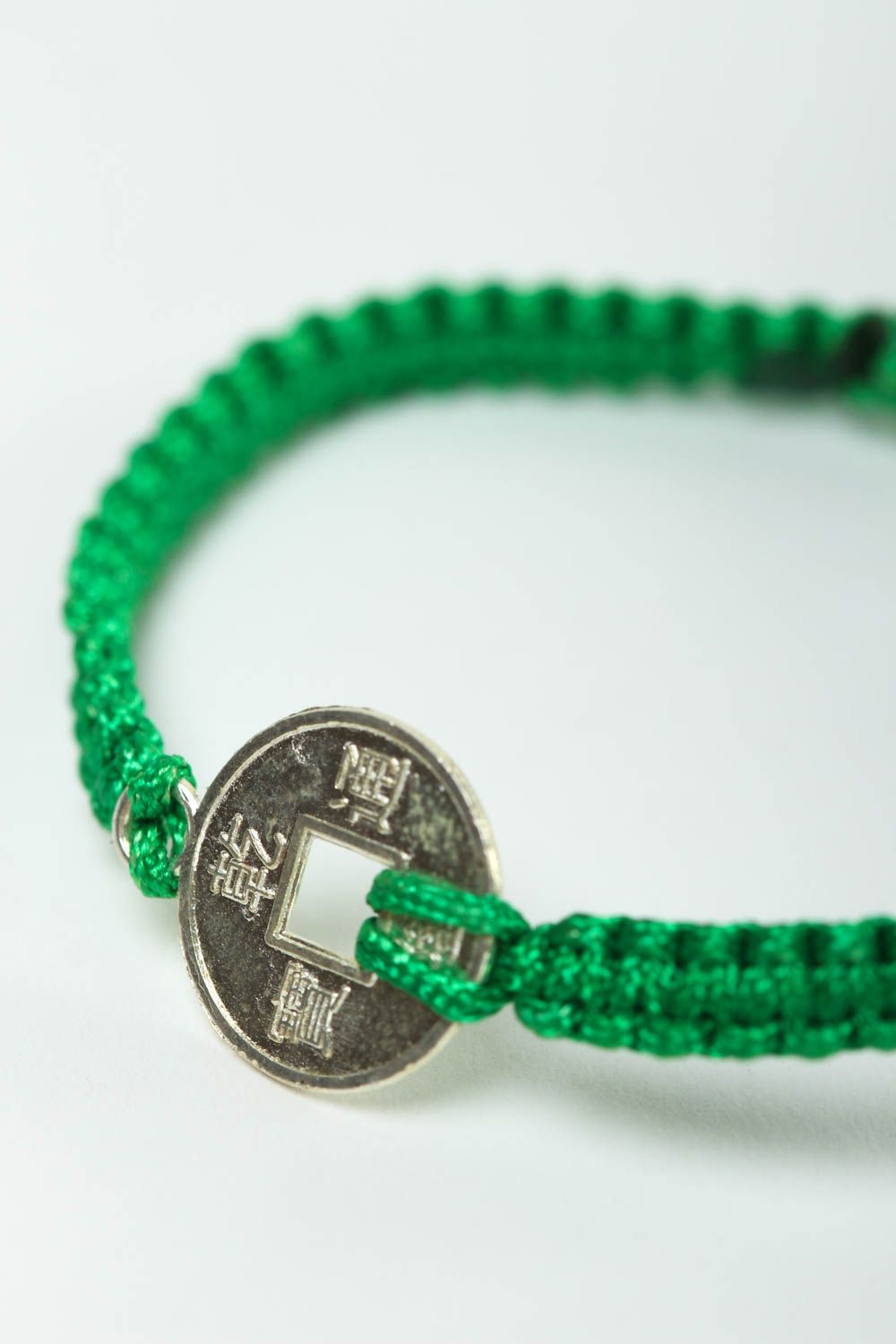Bracelet en fils Bijou fait main vert design fin original Accessoire femme photo 3