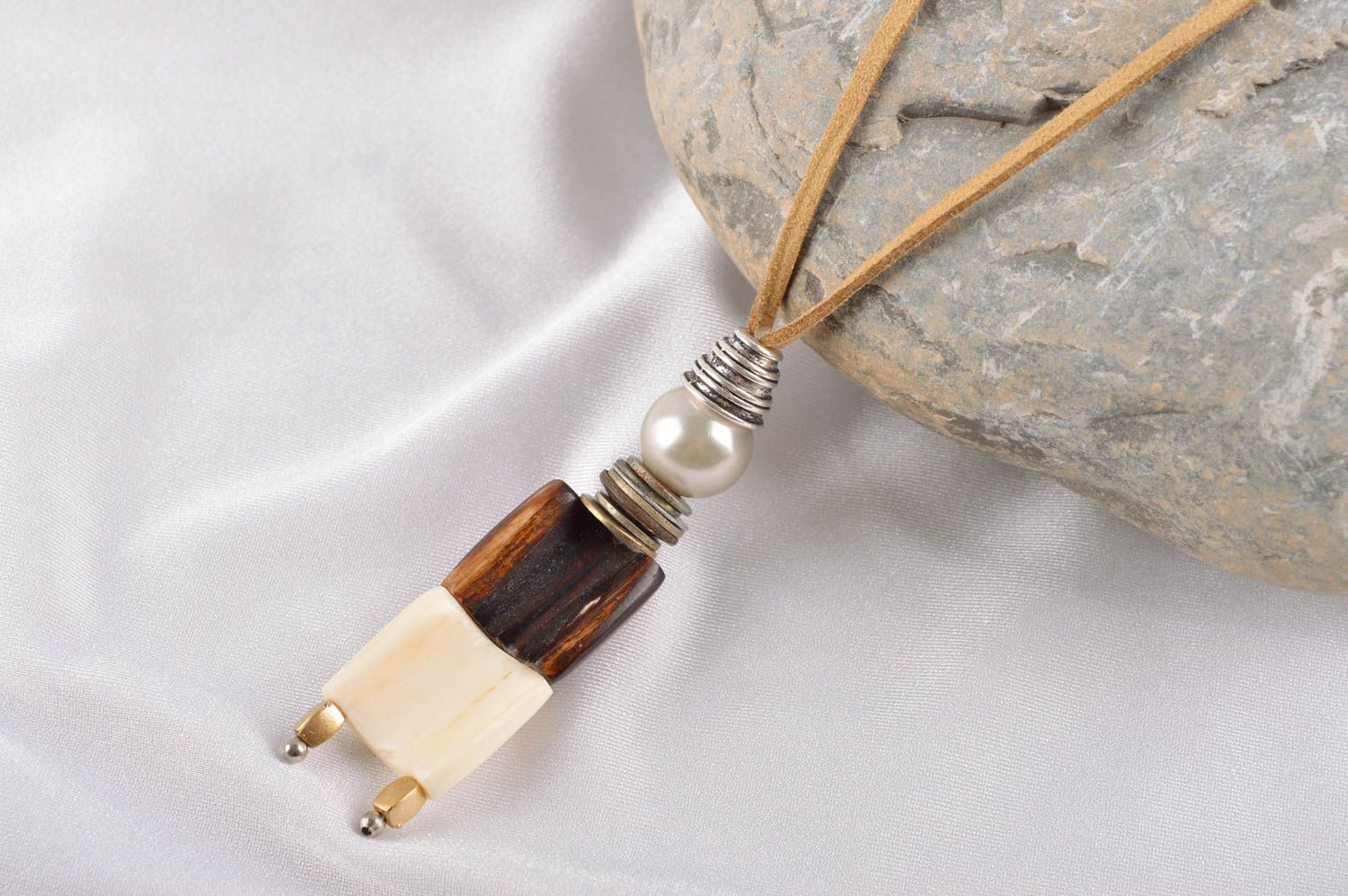 Handmade cord pendant wooden pendant fashion jewelry handmade trendy accessories photo 1
