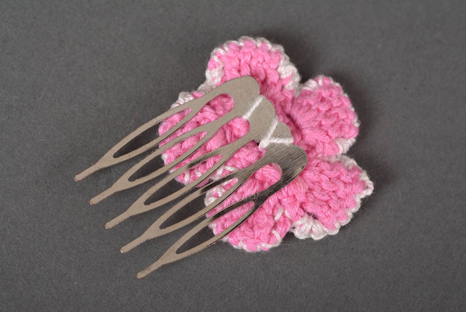 Handmade barrette crocheted hair comb flower hair accessory for women photo 4