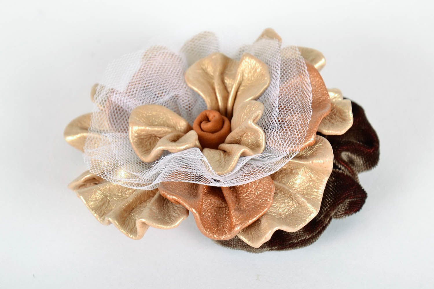 Hair tie made of genuine leather and veiling photo 4