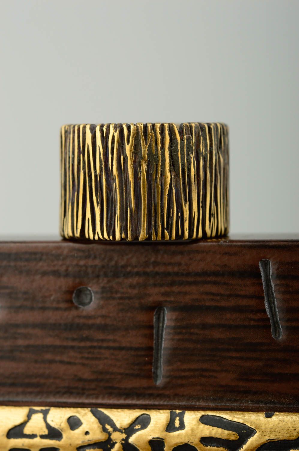 Anillo de bronce ancho sucrado bisutería artesanal regalo para mujeres foto 1