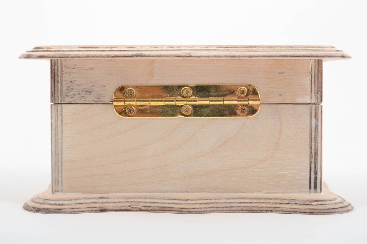Boîte à bijoux rectangulaire en bois brut originale faite main à décorer photo 3