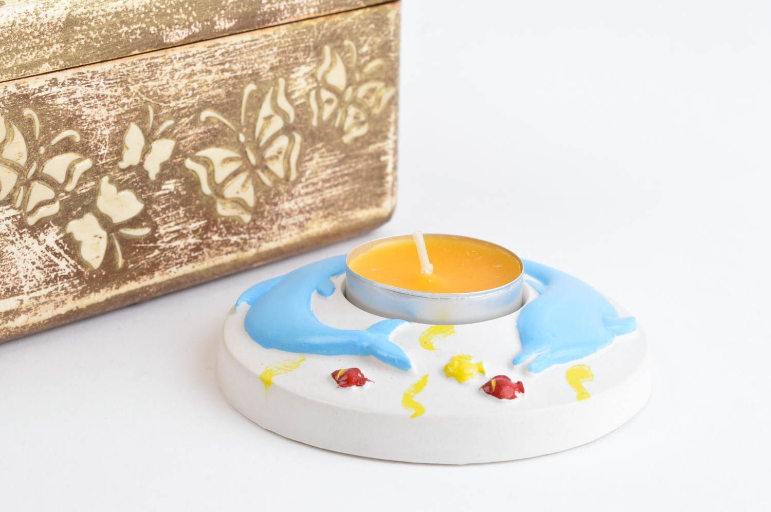 Kerzenständer aus Gips handmade Kerzenständer Teelicht Deko Kerzenhalter foto 1