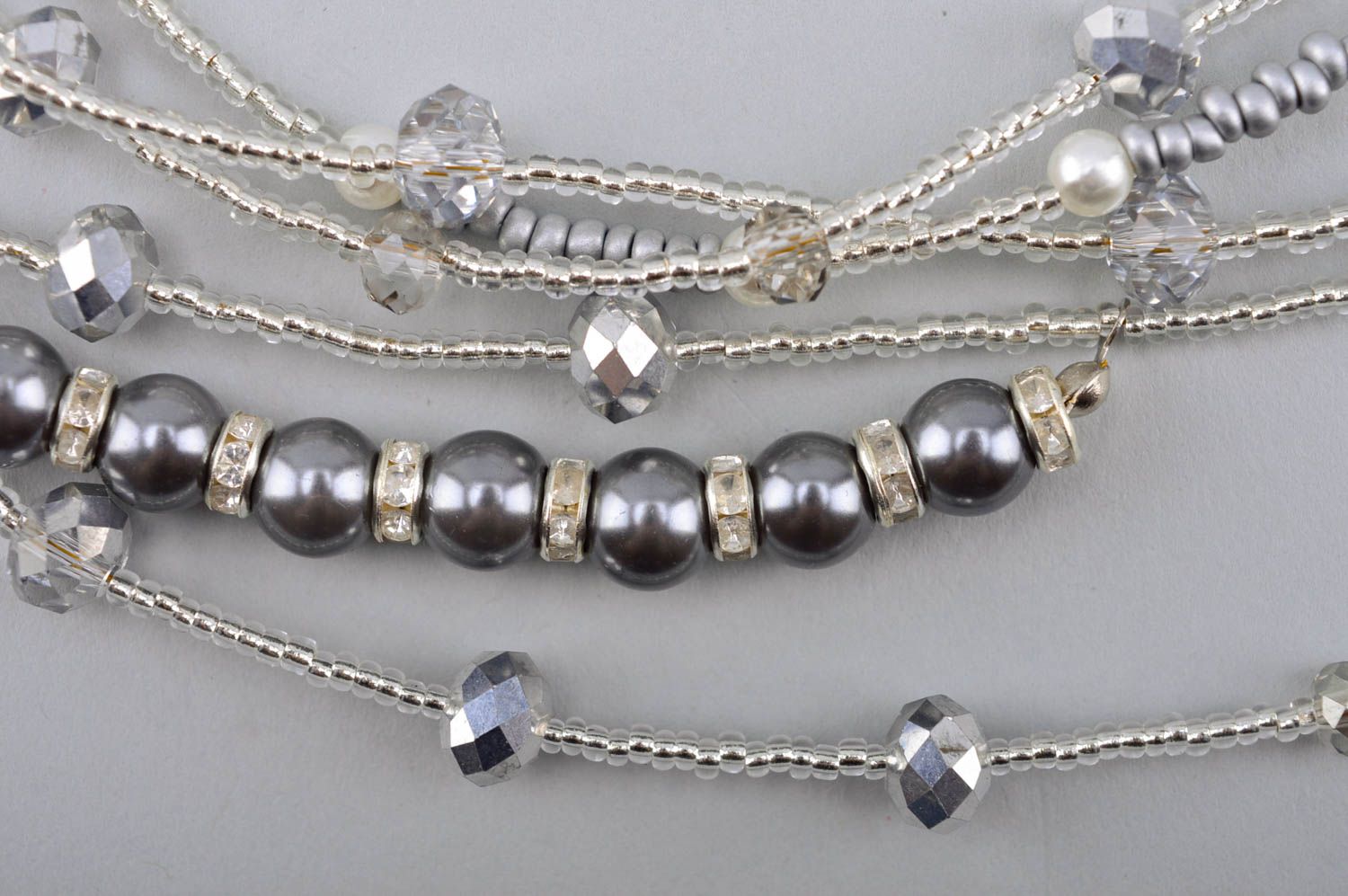 Collier chaîne avec cristaux Bijou fait main perles de rocaille Accessoire femme photo 3