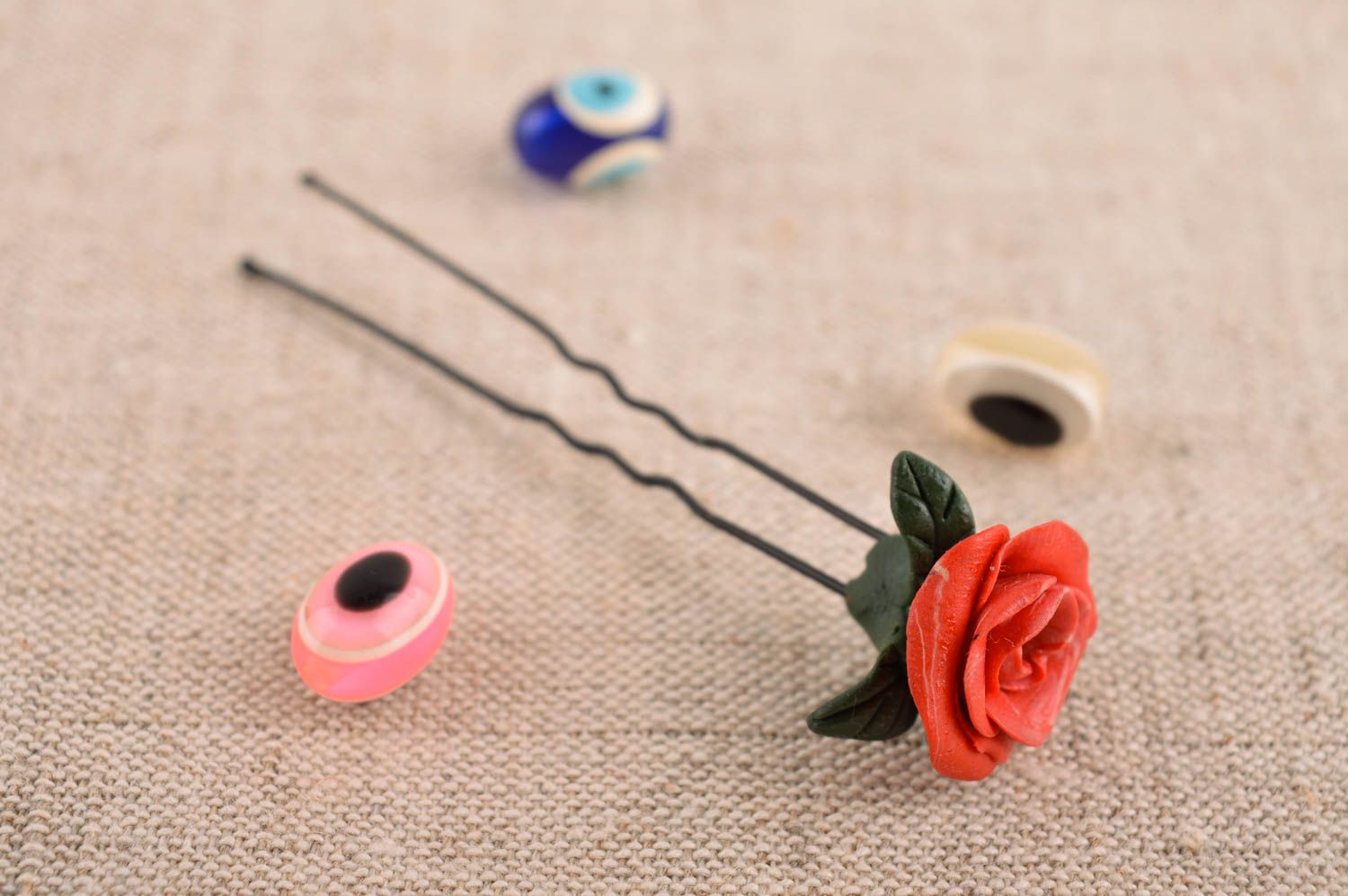 Handmade hair pin unusual hair pin with flower clay hair pin designer accessory photo 1
