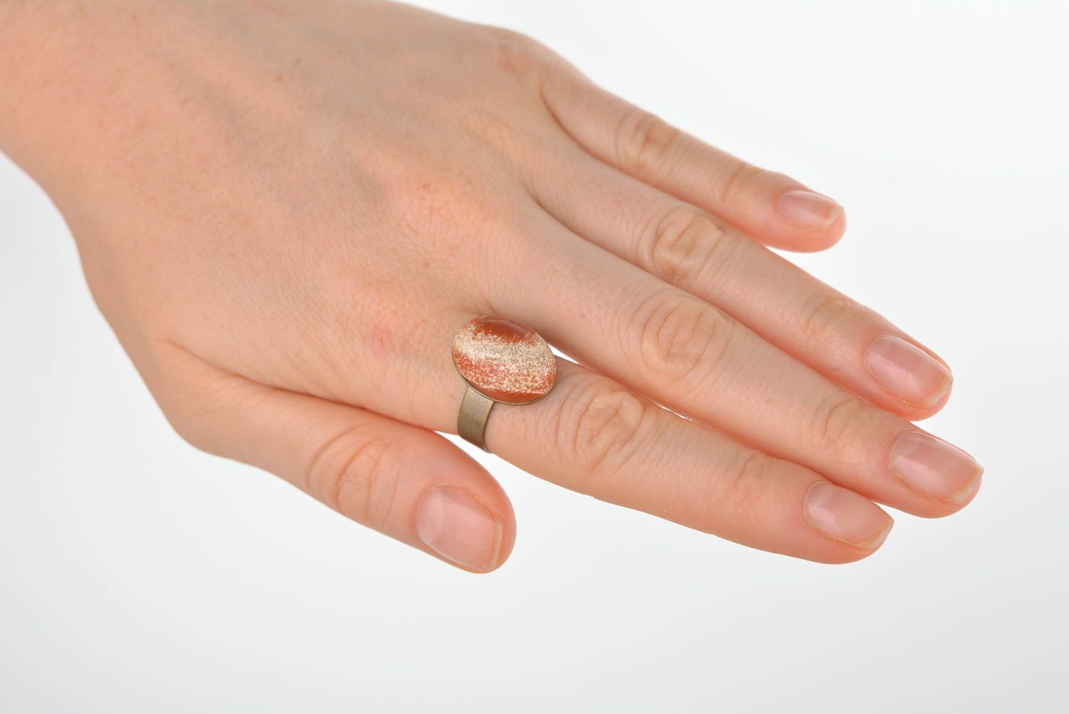 Украшение ручной работы необычное кольцо с камнем красивое кольцо овальное фото 3