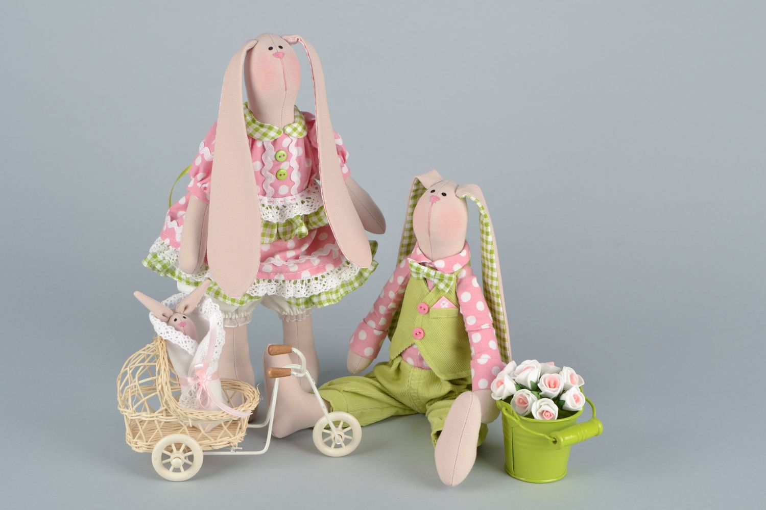 Handmade Stofftiere Hasenfamilie  foto 4