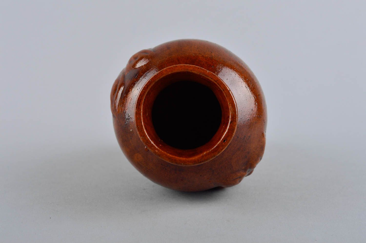 Handmade ceramic wine 6 oz pitcher goblet 3 inches, 0,28 lb photo 5