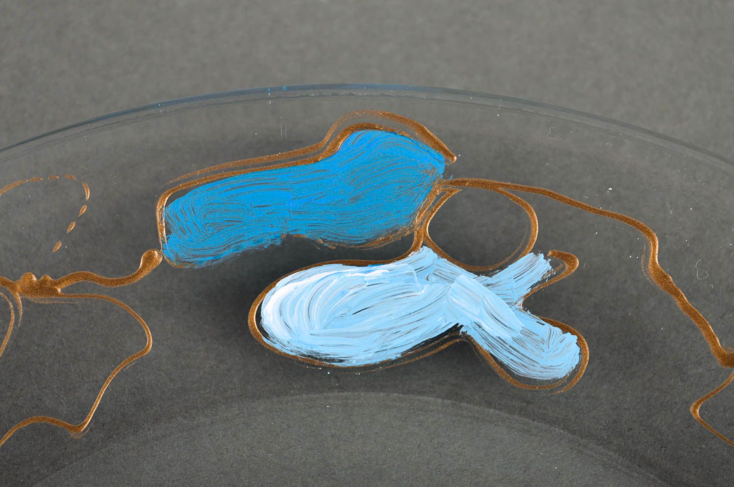 Посуда ручной работы красивая тарелка голубая дизайнерская тарелка с узором фото 5